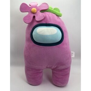 Among Us Plush Toikido™ Yume Toys Pink With Flower Stuffed 12" Soft W/Neon Green